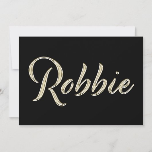 Robbie Name white gold Handwriting Karte Kaart (Voorkant)