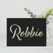 Robbie Name white gold Handwriting Karte Kaart (Staand voorkant)