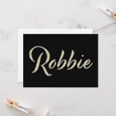 Robbie Name white gold Handwriting Karte Kaart (Voorkant / Achterkant in situ)