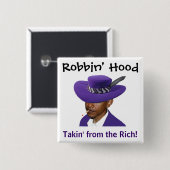 Robbin' Hood - Obama Vierkante Button 5,1 Cm (Voorkant /achterkant)