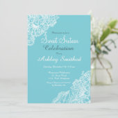 Robbineblauw floraalaas Sweet 16 Kaart (Staand voorkant)