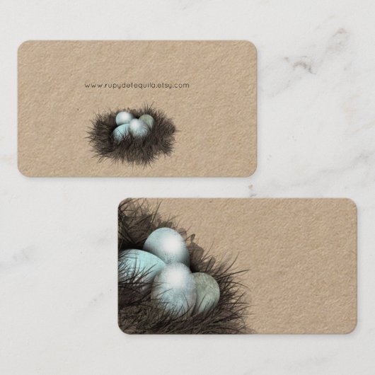 "Robbineeieren visitekaartjes nest" (Voorkant / Achterkant)