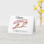 Robbins zitten op Kaart met sneeuwkerst (Gele Bloem)