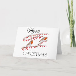 Robbins zitten op Kaart met sneeuwkerst