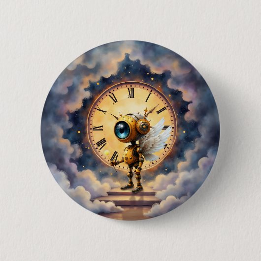 Robby de gevleugelde tijdhouder ronde button 5,7 cm (Voorkant)
