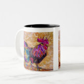Robby de koffiebekers Rooster en Esmeralda. Tweekleurige Koffiemok (Voorkant links)