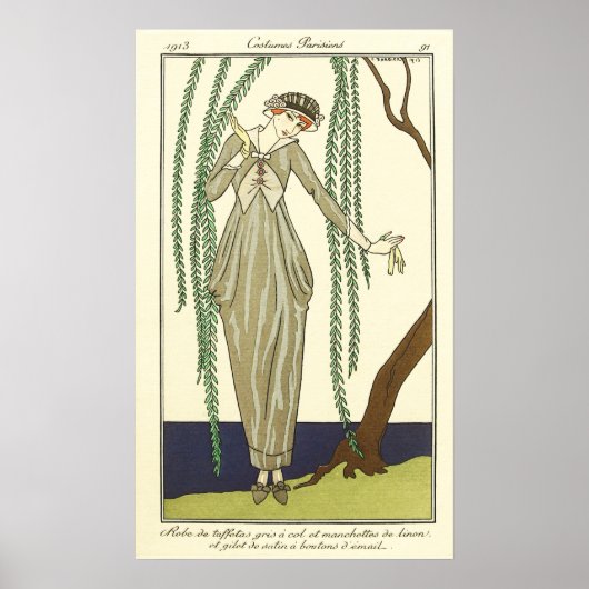 Robe de taffetas gris, door George Barbier Poster (Voorkant)
