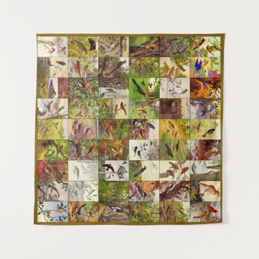 Robert Bruce Horsfall Square Birds Collage Wandkleed (Voorkant (horizontaal))