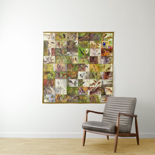 Robert Bruce Horsfall Square Birds Collage Wandkleed (In Situ (horizontaal))