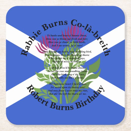 Robert Burns Birthday Poem Thistle Flag Kartonnen Onderzetters (Voorkant)