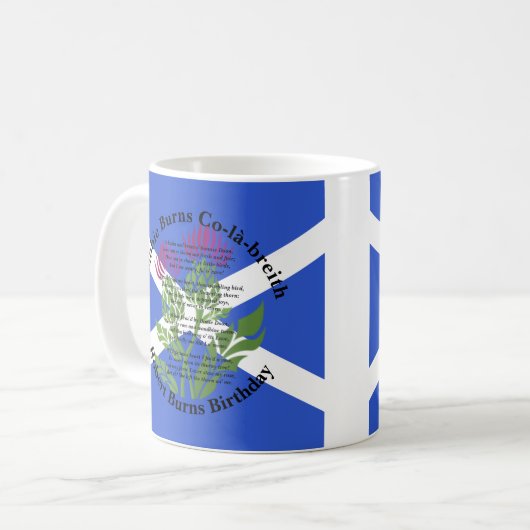 Robert Burns Birthday Poem Thistle Flag Koffiemok (Voorkant links)