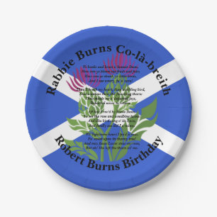 Robert Burns Birthday Poem Thistle Flag Small 7" Papieren Bordje