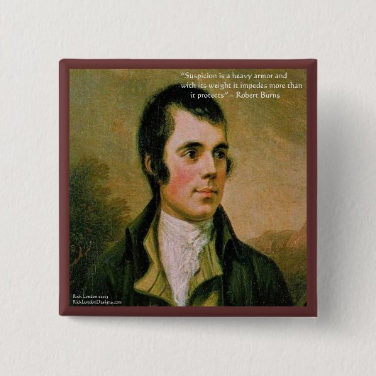 Robert Burns & Famous Suspicion Quote Vierkante Button 5,1 Cm (Voorkant)