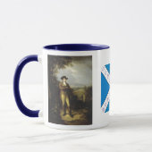 Robert Burns met de Mok van de Schotse Saltire Cof (Links)