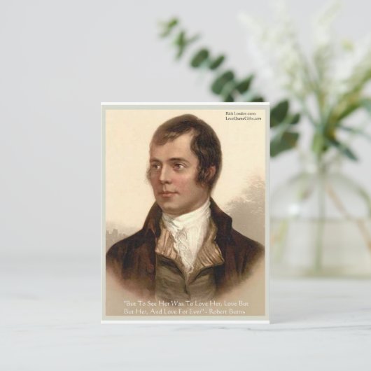 Robert Burns "Om haar te kennen", citaten uit de l Briefkaart (Staand voorkant)