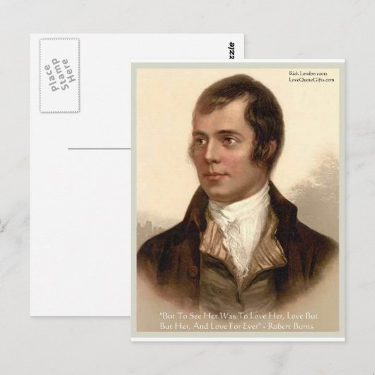 Robert Burns "Om haar te kennen", citaten uit de l Briefkaart (Voorkant / Achterkant)