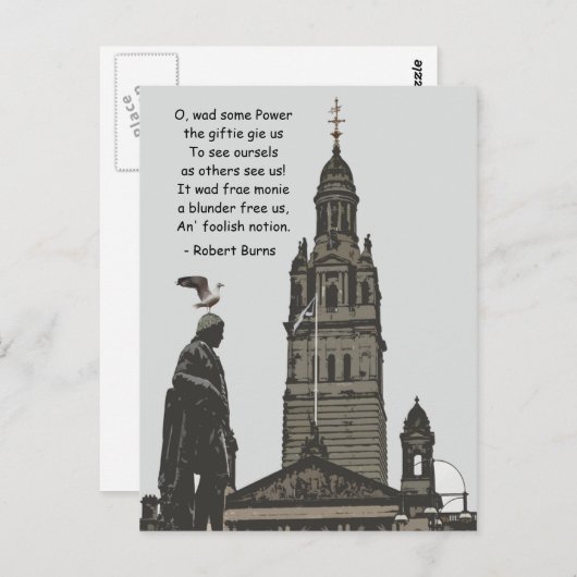 Robert Burns Ponders Glasgow City Chambers Briefkaart (Voorkant / Achterkant)
