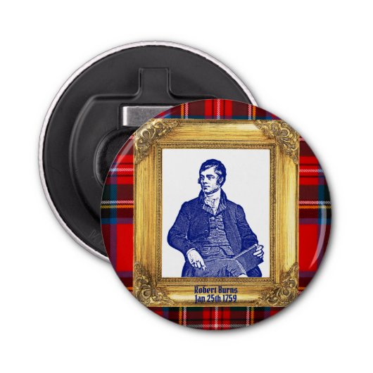 Robert Burns Royal Stewart Plaid Jan 25 Button Flesopener (Voorkant)