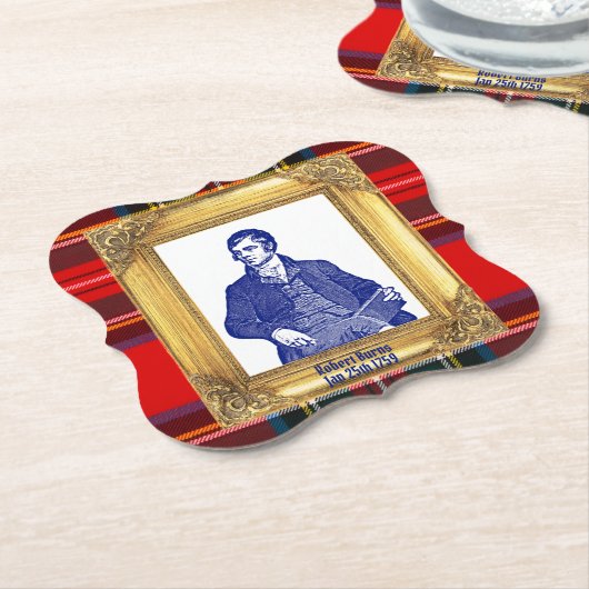 Robert Burns Royal Stewart Plaid Jan 25 Cocktail Kartonnen Onderzetters (Gekanteld)