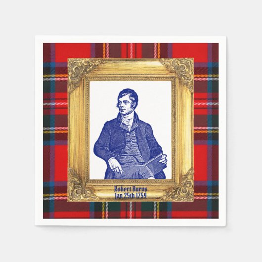 Robert Burns Royal Stewart Plaid Jan 25 Cocktail Servet (Voorkant)