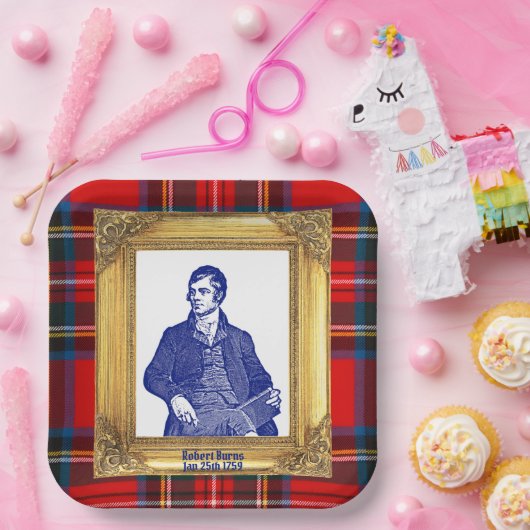 Robert Burns Royal Stewart Plaid Jan 25 Papieren Bordje (Feest)