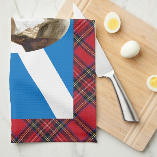Robert Burns Scottish Flag Tartan Tea Towel Theedoek (Quarter Fold)