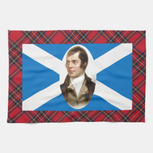 Robert Burns Scottish Flag Tartan Tea Towel Theedoek