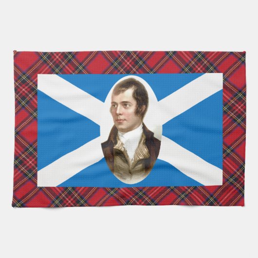 Robert Burns Scottish Flag Tartan Tea Towel Theedoek (Horizontaal)