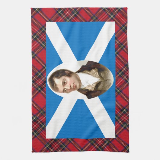 Robert Burns Scottish Flag Tartan Tea Towel Theedoek (Verticaal)