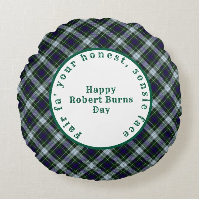 Robert Burns Scottish Tartan 2 Rond Kussen (Voorkant)