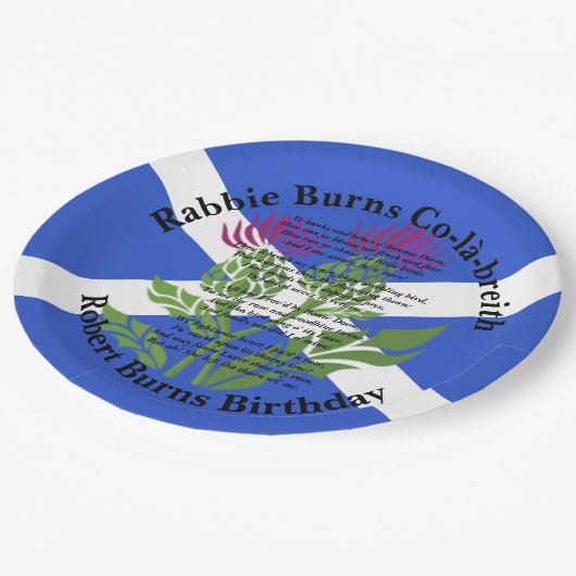 Robert Burns Verjaardagsgedicht Thistle Flag Groot Papieren Bordje (Gekanteld)