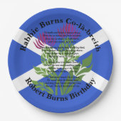 Robert Burns Verjaardagsgedicht Thistle Flag Groot Papieren Bordje (Voorkant)