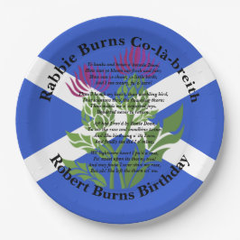 Robert Burns Verjaardagsgedicht Thistle Flag Groot Papieren Bordje