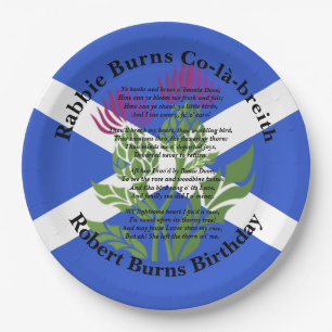 Robert Burns Verjaardagsgedicht Thistle Flag Groot Papieren Bordje