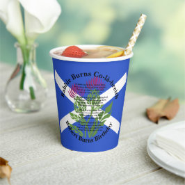 Robert Burns Verjaardagsgedicht Thistle Flag Large Papieren Bekers