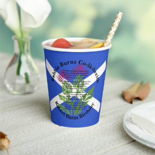 Robert Burns Verjaardagsgedicht Thistle Flag Large Papieren Bekers
