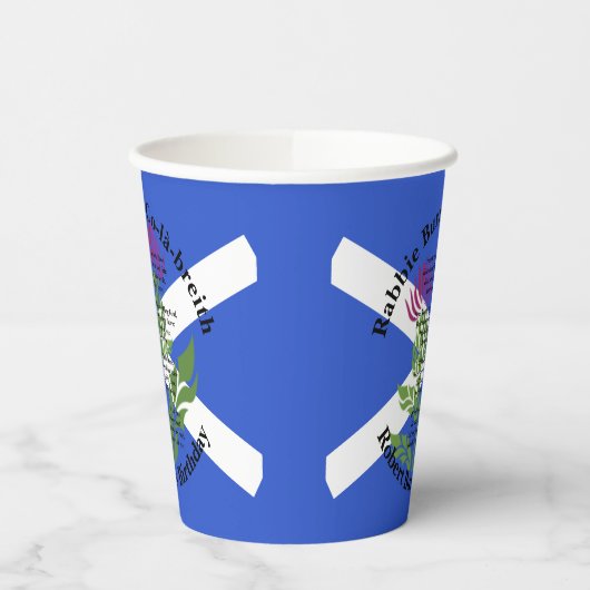 Robert Burns Verjaardagsgedicht Thistle Flag Large Papieren Bekers (Links)