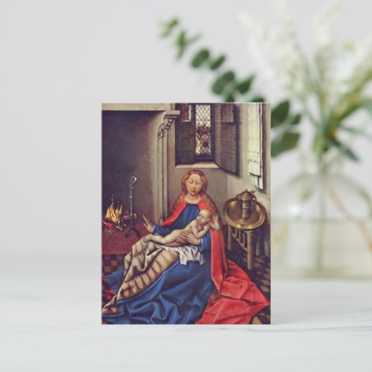 Robert Campin-Madonna en Child Voor een Fireplace Briefkaart (Staand voorkant)