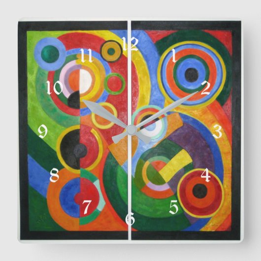 Robert Delaunay: Rhythm, kleurrijk kunstwerk Vierkante Klok (Voorkant)