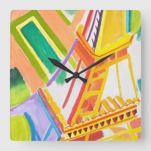  Robert Delaunay's Eiffeltoren Kunst Vierkante Klok (Voorkant)