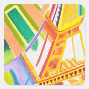  Robert Delaunay's Eiffeltoren Kunst Vierkante Sticker