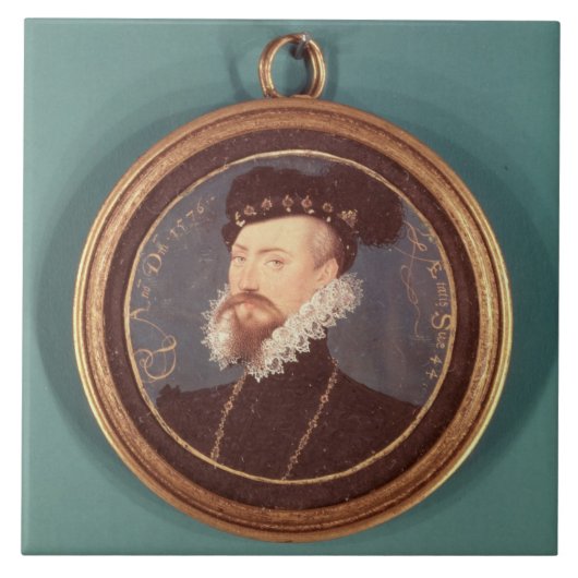Robert Dudley, Earl of Leicester (c.1532-88) 1576 Tegeltje (Voorkant)