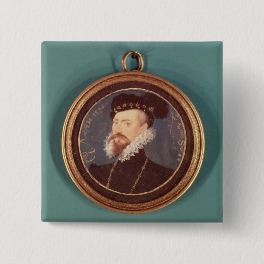 Robert Dudley, Earl of Leicester (c.1532-88) 1576 Vierkante Button 5,1 Cm (Voorkant)