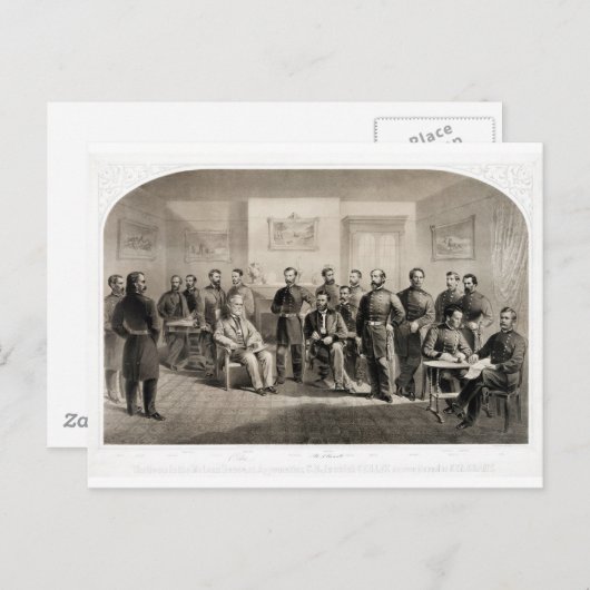 Robert E. Lee geeft zich over aan Ulysses S. Grant Briefkaart (Voorkant / Achterkant)