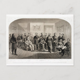 Robert E. Lee geeft zich over aan Ulysses S. Grant Briefkaart