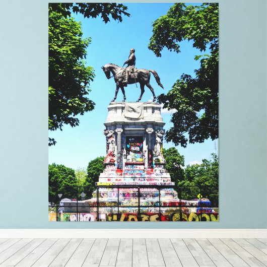 Robert E. Lee Statue Canvas Afdruk (Insitu (Houten vloer))