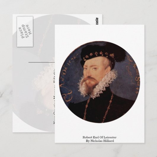 Robert Earl of Leicester van Nicholas Hilliard Briefkaart (Voorkant / Achterkant)