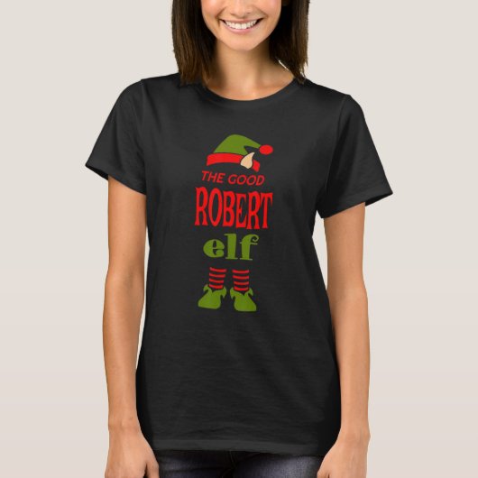 ROBERT Elf Good Kerstmis Matching Pajama Party T-shirt (Voorkant)