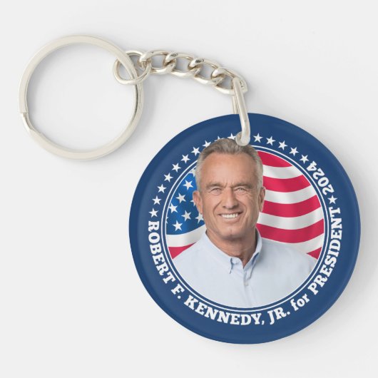 Robert F Kennedy JR RFK foto en vlag 2024 Sleutelhanger (Voorkant)