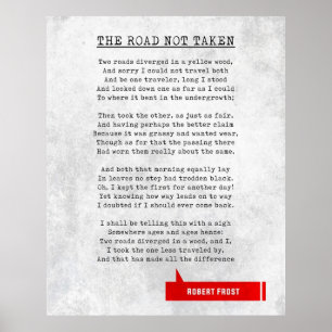 Robert Frost citeert de weg die niet literair word Poster